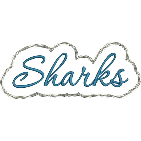 Sharks Applique Script Zig Zag Snap Shot