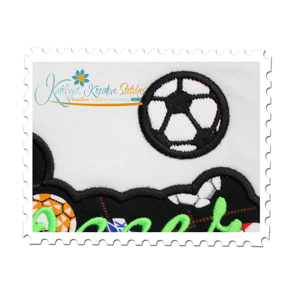 Soccer Applique Script Close Up