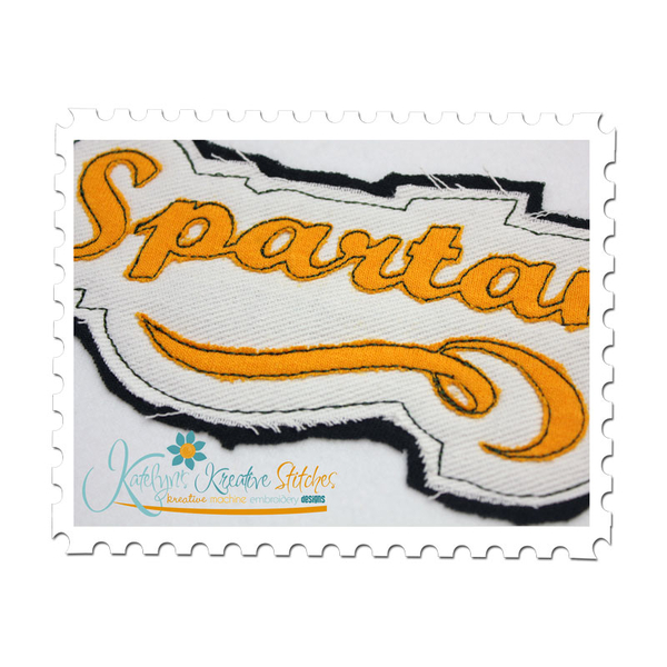 Spartans Distressed Applique Close Up