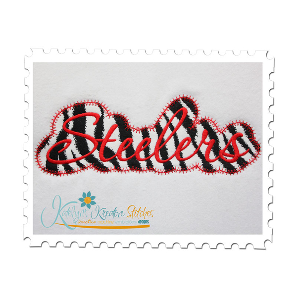 Steelers Applique Script Zig Zag