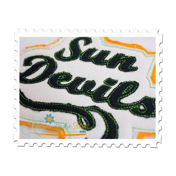 Sun Devils Distressed Applique Close Up