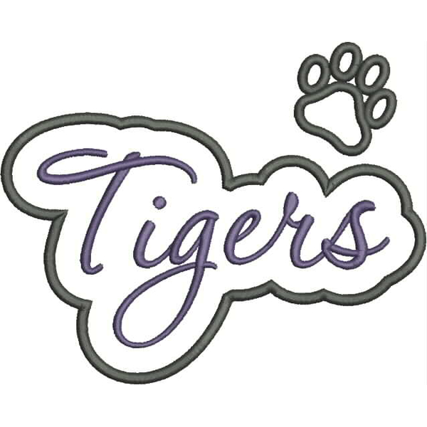 Tigers Applique Script Satin Snap Shot