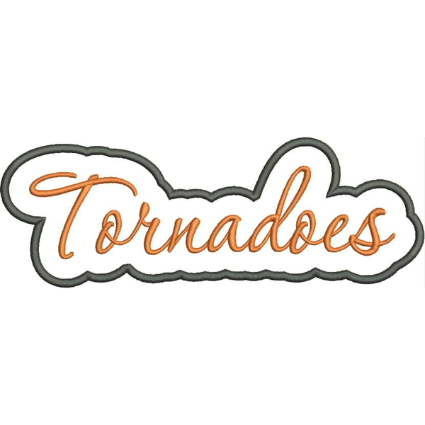 Tornadoes Applique Script Satin Snap Shot