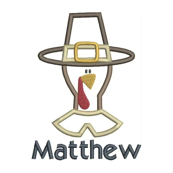 Turkey Head Applique Snap Shot (Text is not included)