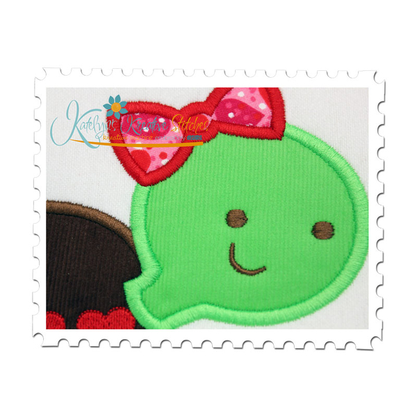 Valentine Turtle Applique Close Up