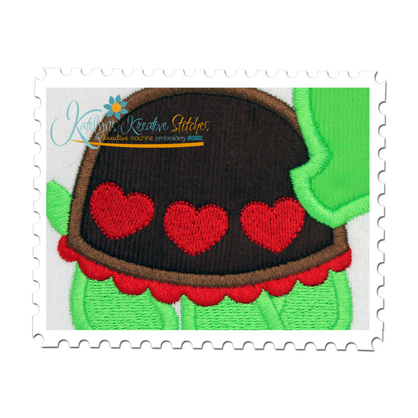 Valentine Turtle Applique Close Up