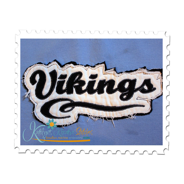 Vikings Distressed Applique - Shown after being Washed