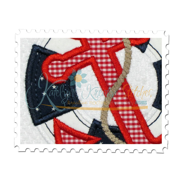 Anchor and Life Preserver Applique Close Up