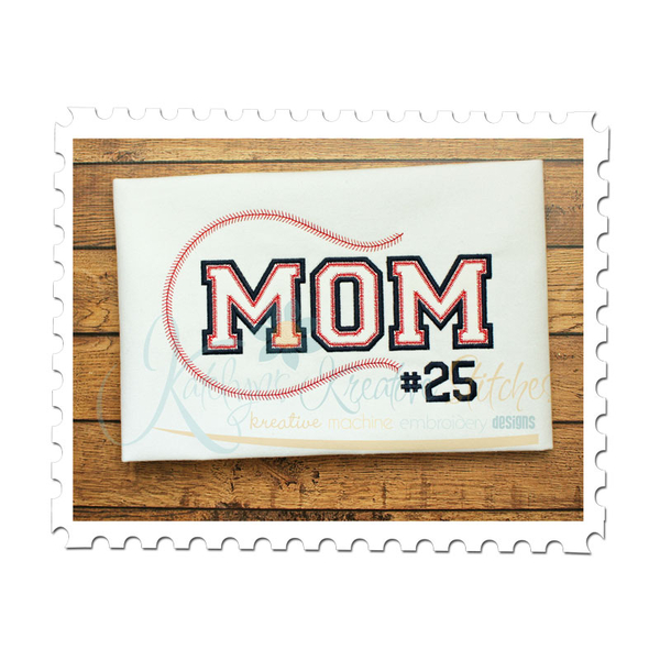 Baseball MOM Applique (Numbers not included)