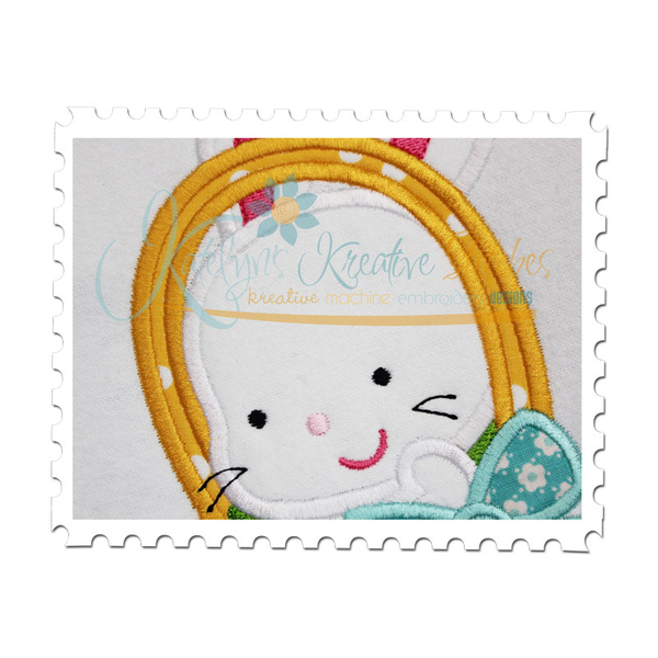 Basket Bunny Applique Close Up