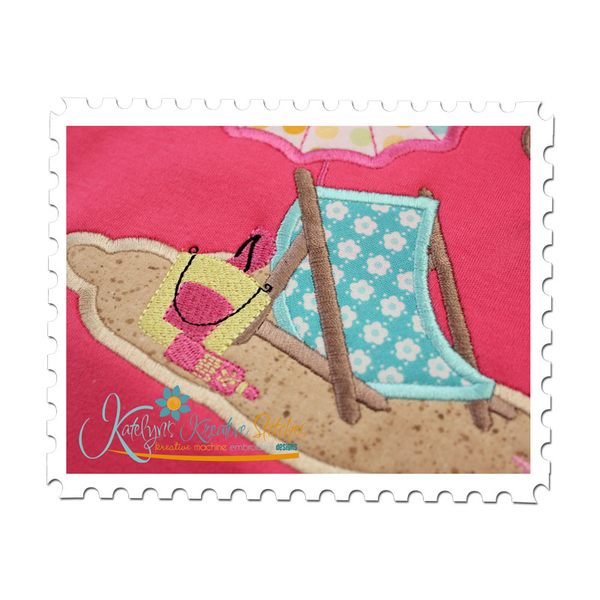 Beach Scene Applique Close Up