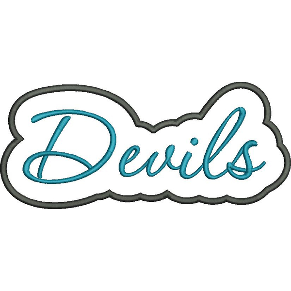 Devils Applique Script Satin Snap Shot