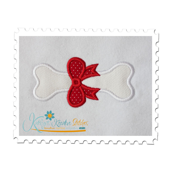 Dog Bone Applique with Bow