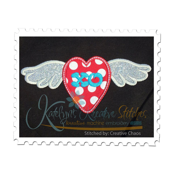 Heart with Wings Applique sampled by Creative Chaos