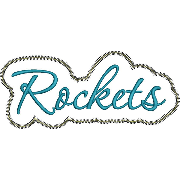 Rockets Applique Script Zig Zag Snap Shot