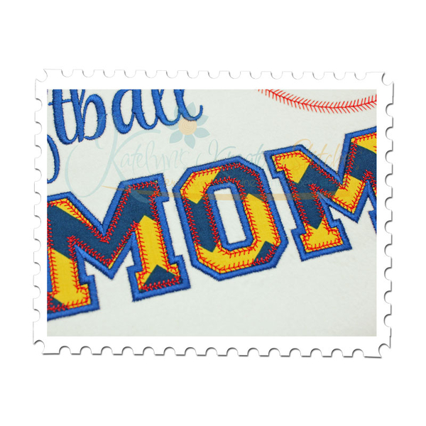 Softball MOM Applique (Numbers not included)