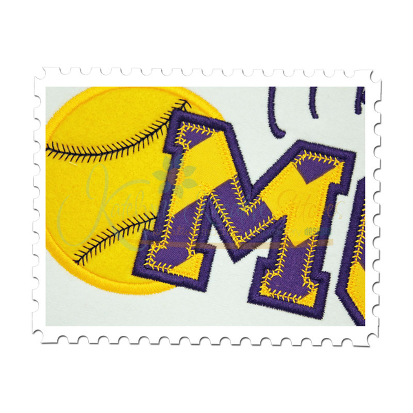 Softball MOM Applique Close Up