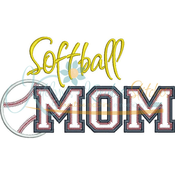 Softball MOM Applique Snap Shot