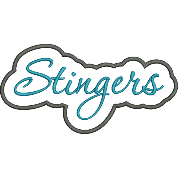 Stingers Applique Script Satin Stitch Snap Shot