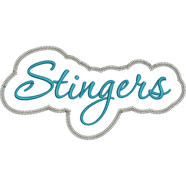 Stingers Applique Script Zig Zag Snap Shot