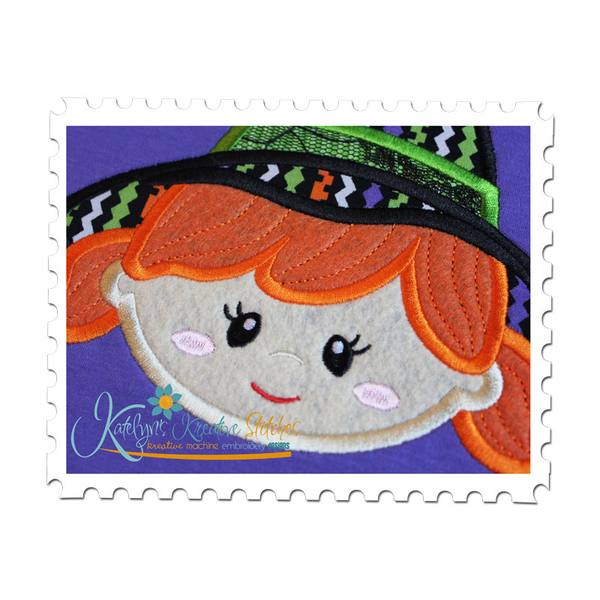 Witch Applique Head Shot Close Up