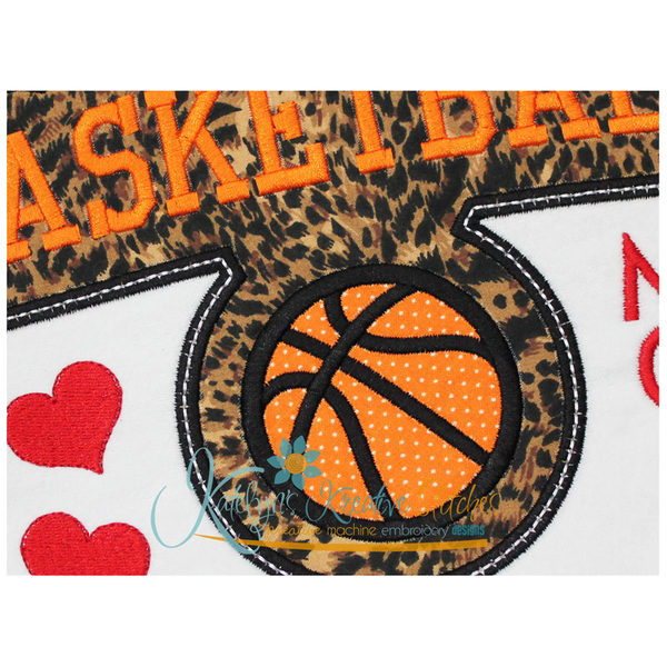 Basketball Mom Block Arc Applique Close Up