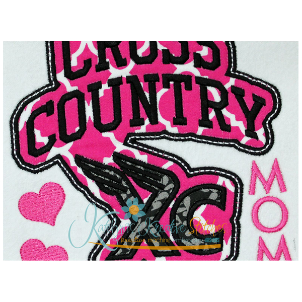 Cross Country Mom Block Arc Applique Close Up