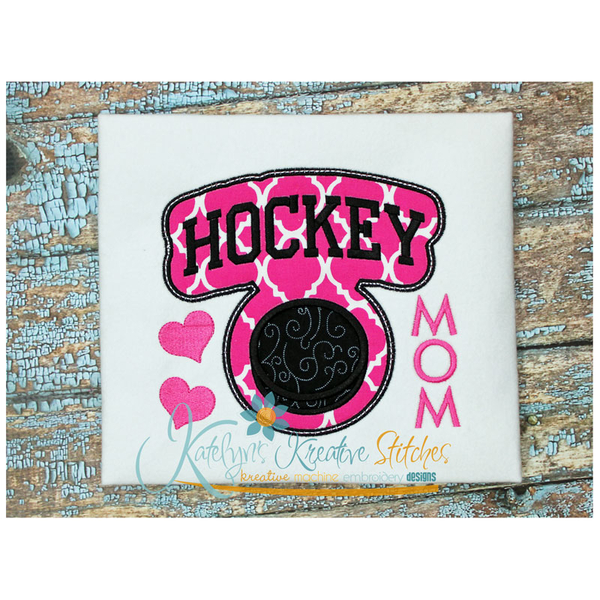 Hockey Mom Block Arc Applique