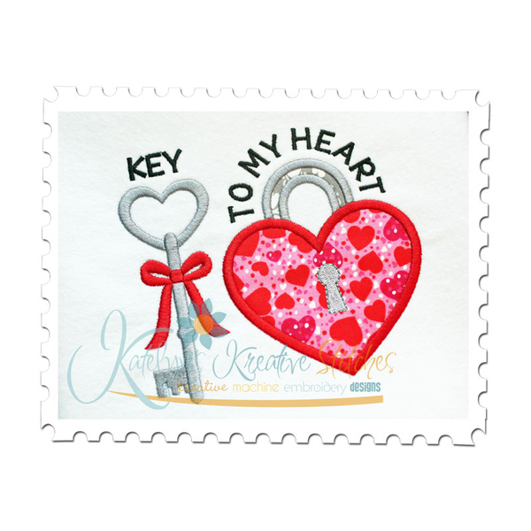 Key to My Heart Applique Close Up