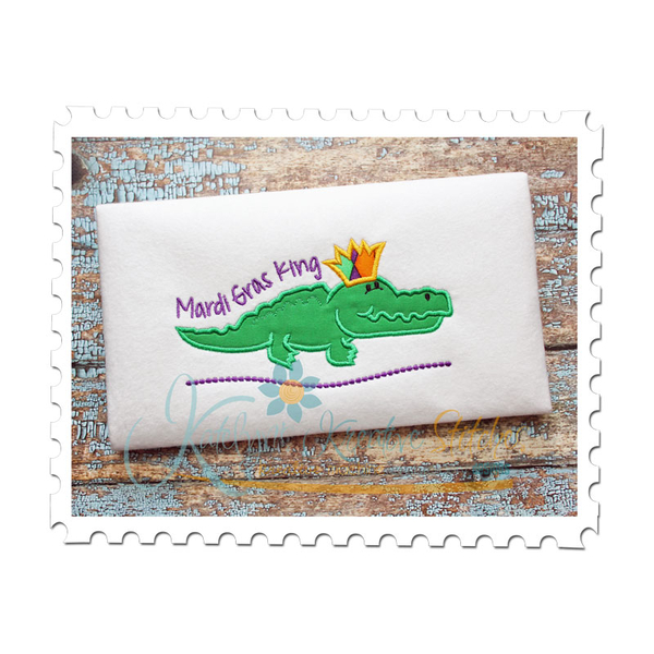 Mardi Gras King Gator Applique