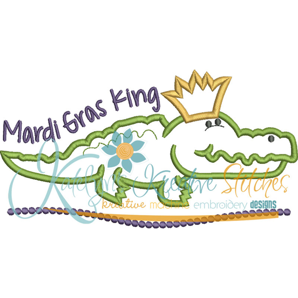 Mardi Gras King Gator Applique Snap Shot