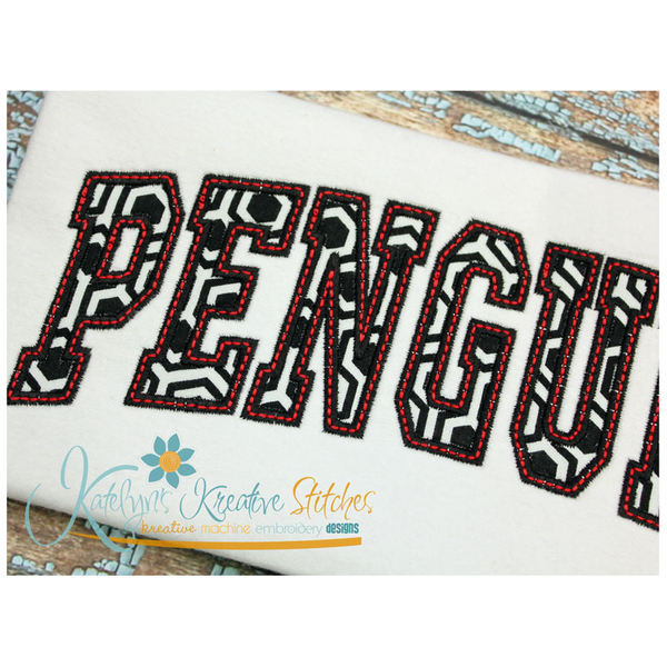 Penguins Arched Applique Close Up