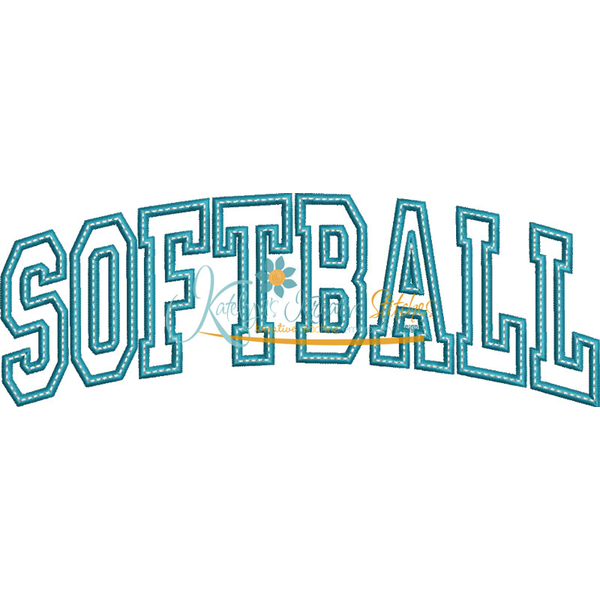Softball Arched Applique Snap Shot