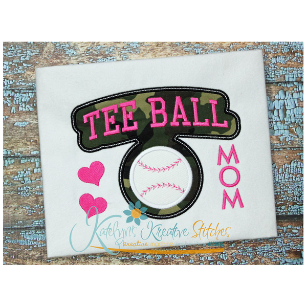 Tee Ball Mom Block Arc Applique
