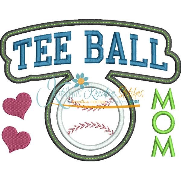 Tee Ball Mom Block Arc Applique Snap Shot