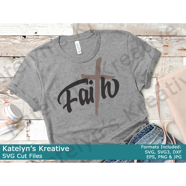 Faith Text with Cross SVG Files