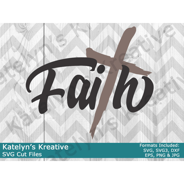 Faith Text with Cross SVG Files