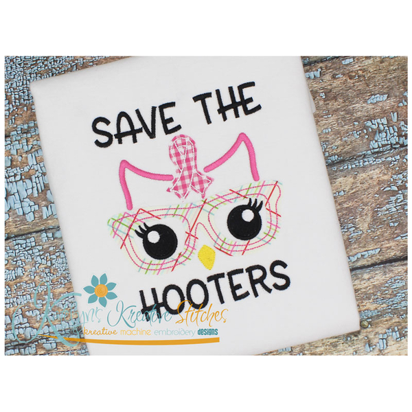 Save The Hooters Applique Embroidery