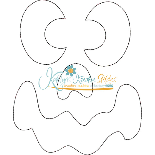 Pumpkin Face Applique 3, 2 image