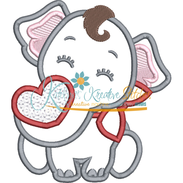 Valentine Elephant Heart Applique, 2 image