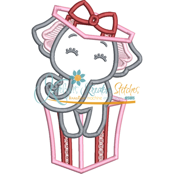 Valentine Elephant Present Applique, 2 image