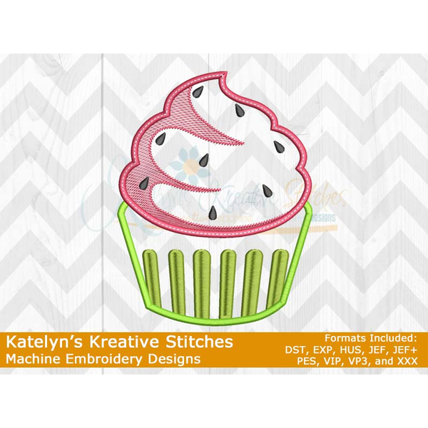 Watermelon Cupcake Applique, 2 image