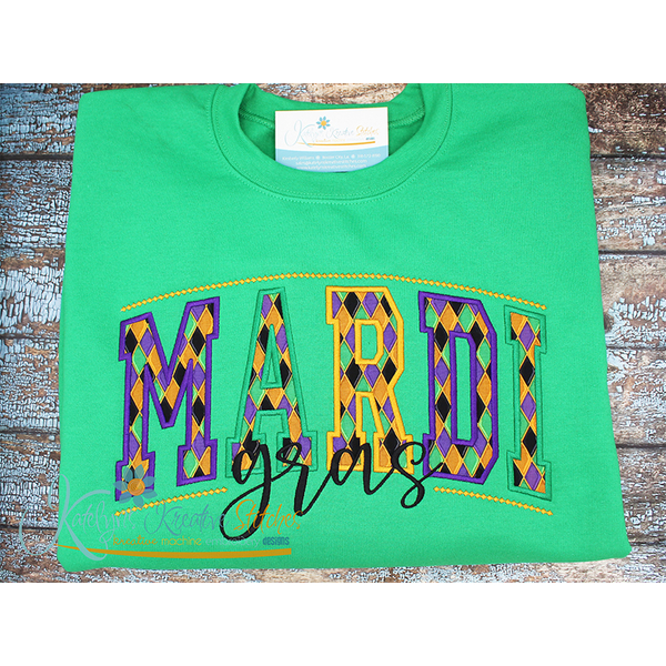 Mardi Gras Arched Embroidery with Diamond Motif