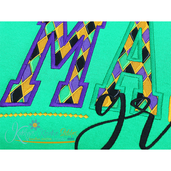 Mardi Gras Arched Embroidery with Diamond Motif, 3 image