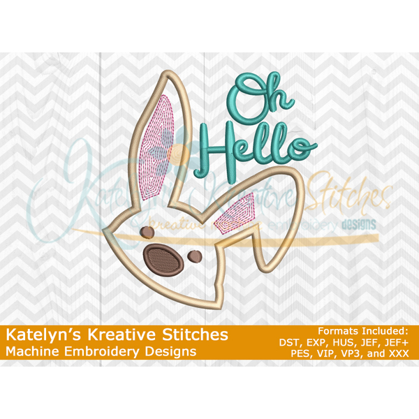 Oh Hello Bunny Face Applique - FREE, 4 image