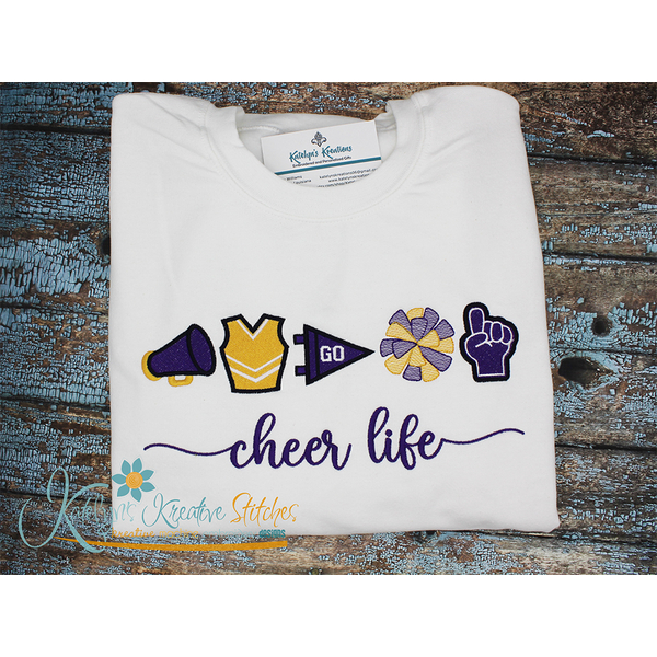 Cheer Life Icon Embroidery - Filled and Outline Versions Cheer Life Icon Embroidery - Filled and Outline Versions