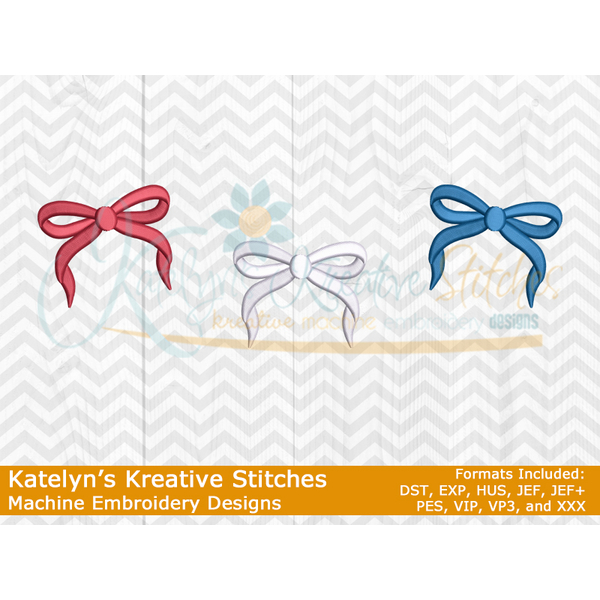 Coquette Satin Bow Trio Embroidery - 2 Designs, 2 image