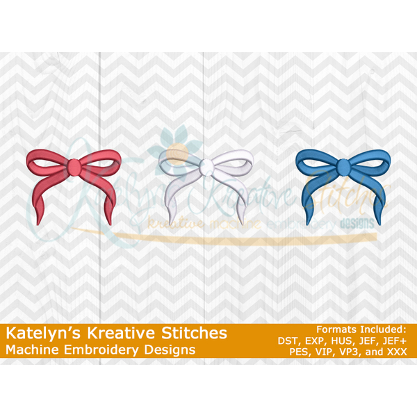 Coquette Satin Bow Trio Embroidery - 2 Designs