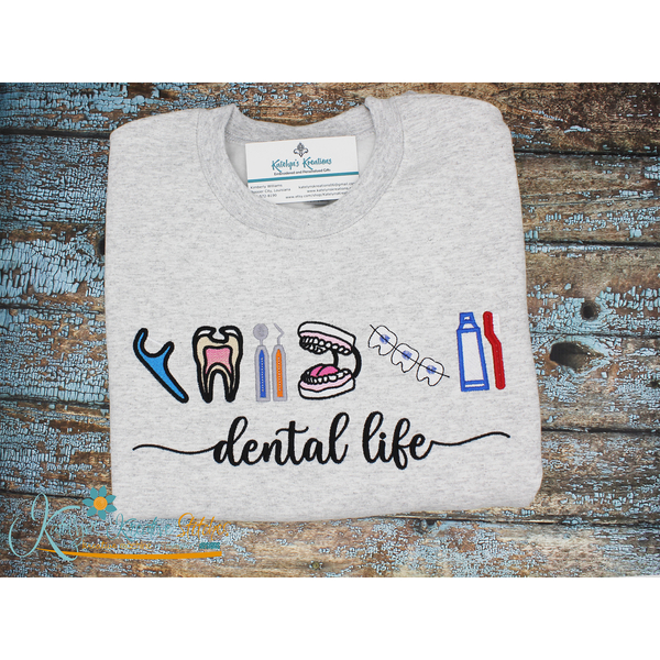 Dental Life Icon Embroidery - Filled and Outline Versions