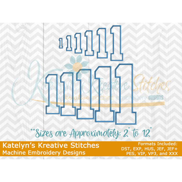 College Applique Number Set - 11 Sizes, 10 image